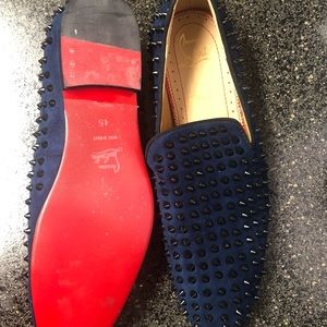 Blue Ferucci velvet loafers.